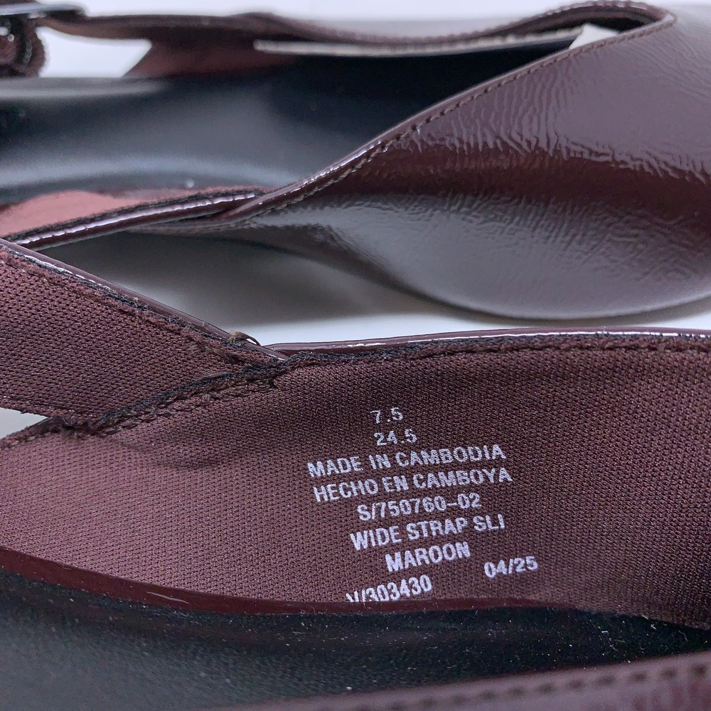 Old Navy 7.5 Womens Maroon V-Cut Point Toe Wide Strap Slingback Flats NWB - Picture 5 of 10